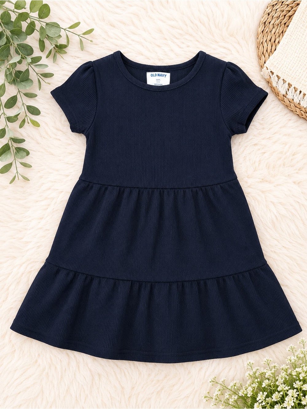 Old Navy Navy Ribbed Short-Sleeve Tiered Girls Dress old navy 6-7 girls
Dress